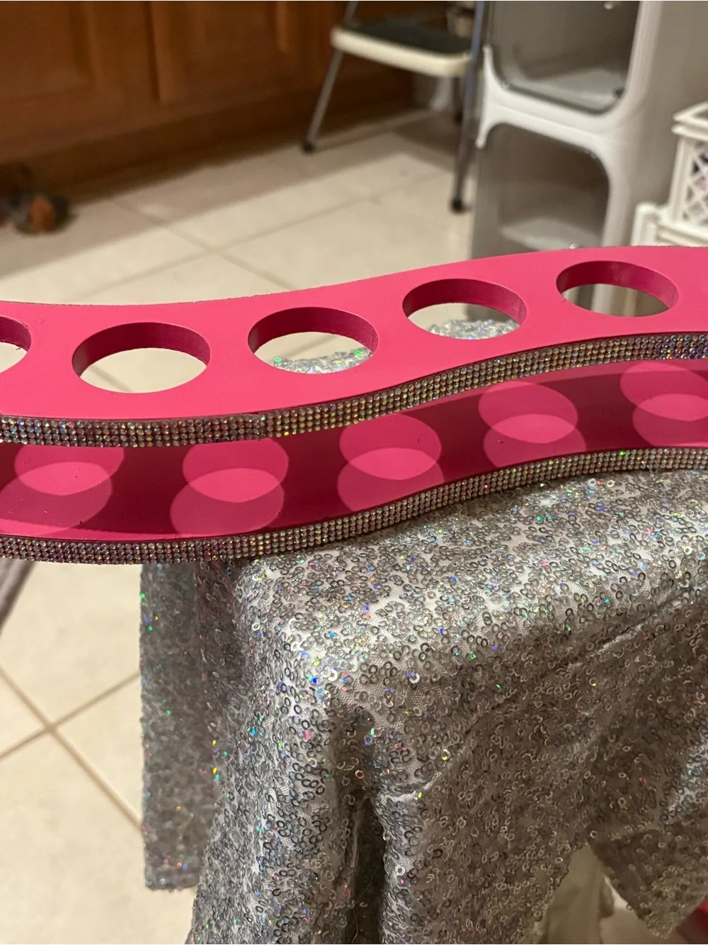 Hot Pink “Barbie Themed” make up organizer with Rhinestone accents!